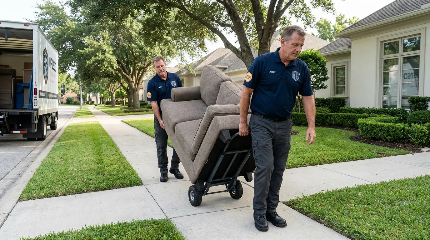 Local residential moving crew loading furniture in Gassville, AR
