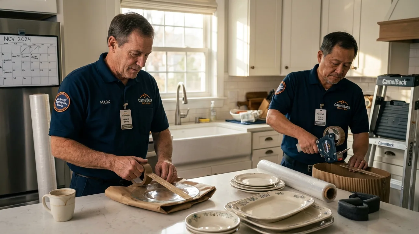 Professional crew packing kitchen dishware in Gassville, AR